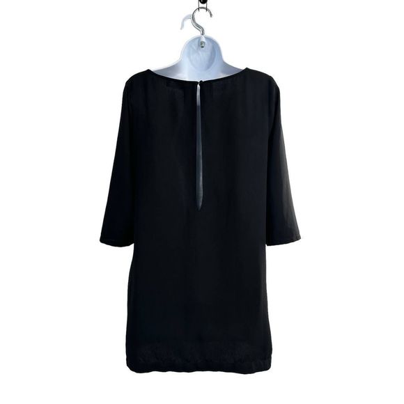 Tildon Black 3/4 Sleeves Keyhole Back Mini Shift Dress Small - Picture 2 of 8
